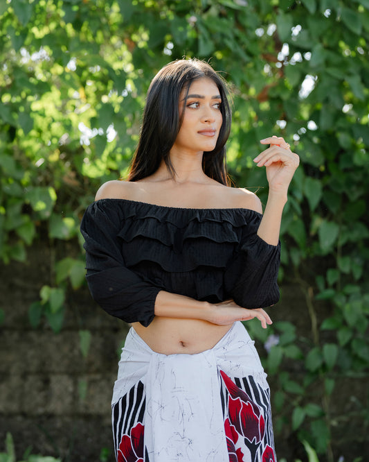 Ruffle Long Sleeve Crop Top