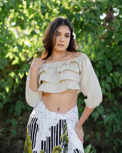Ruffle Long Sleeve Crop Top