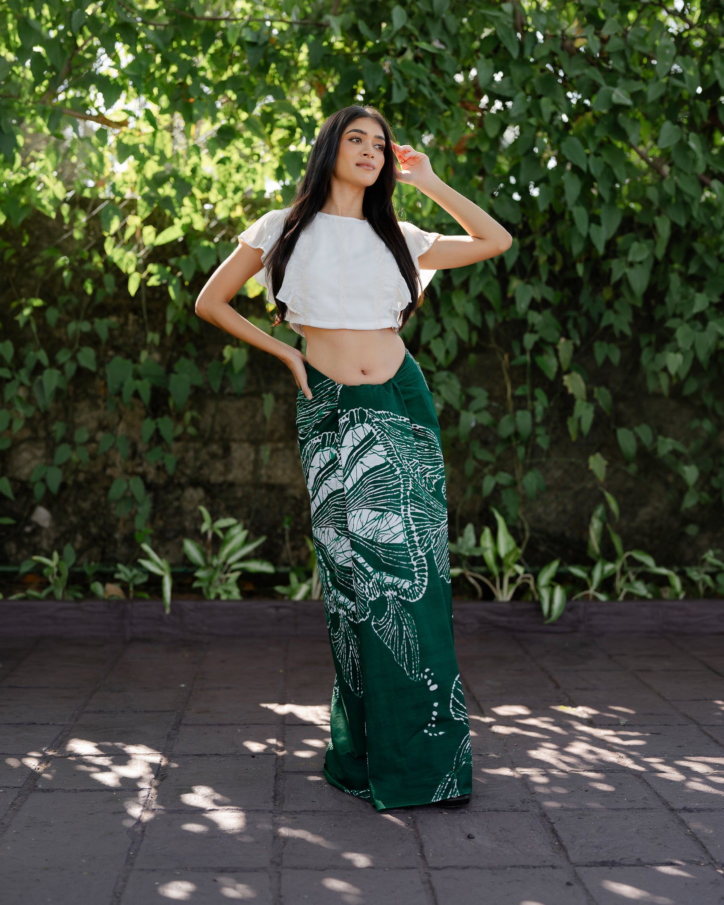 Ruffle Hem Embroidered Crop Top