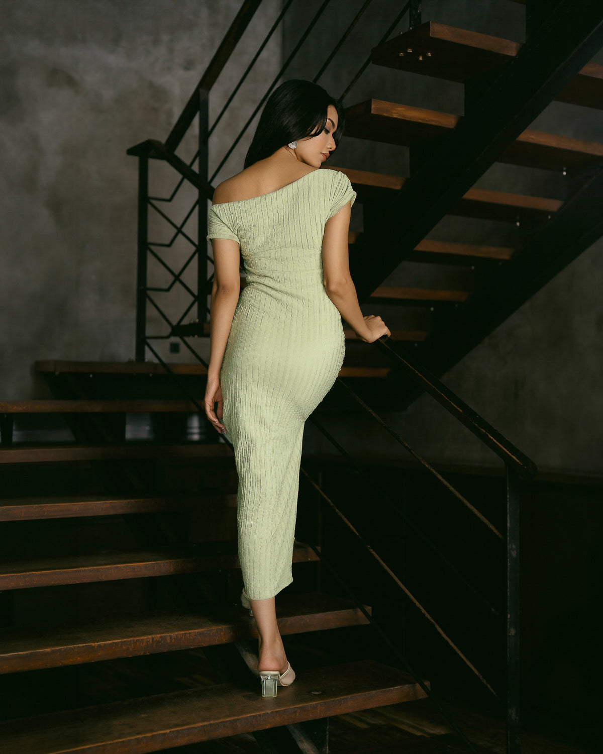 Drop-Shoulder Dress with Front Slit
