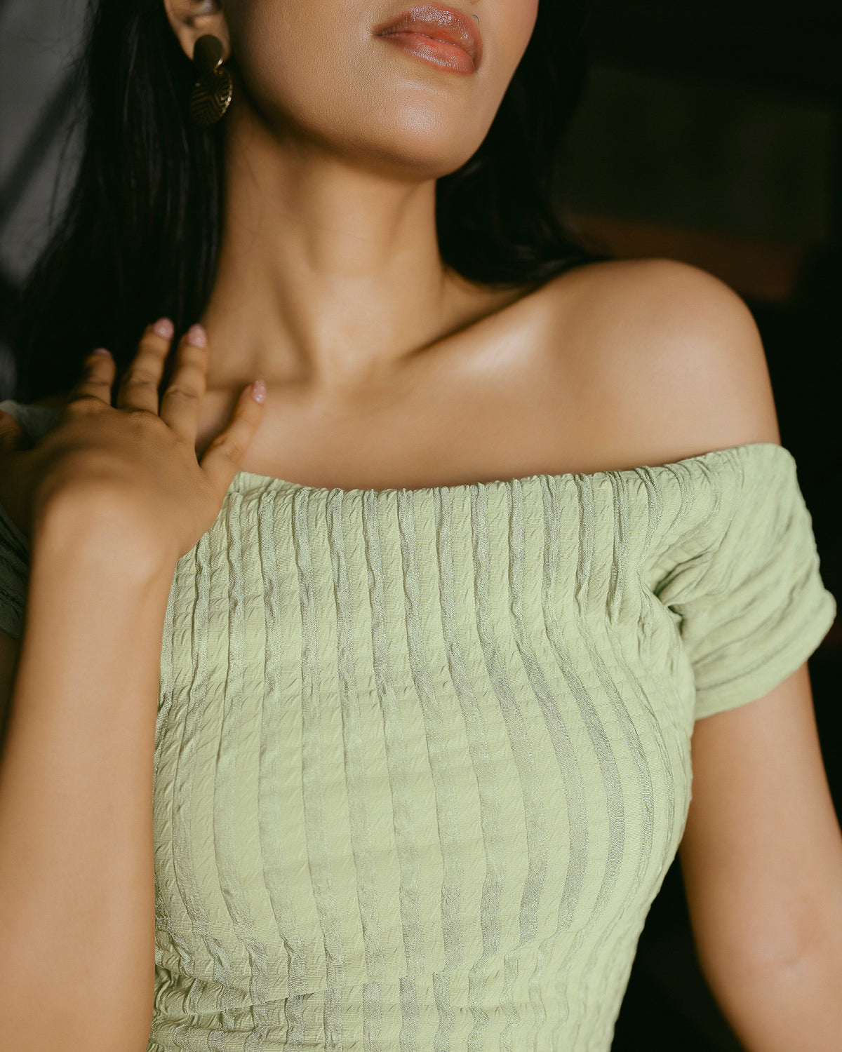 Drop-Shoulder Dress with Front Slit