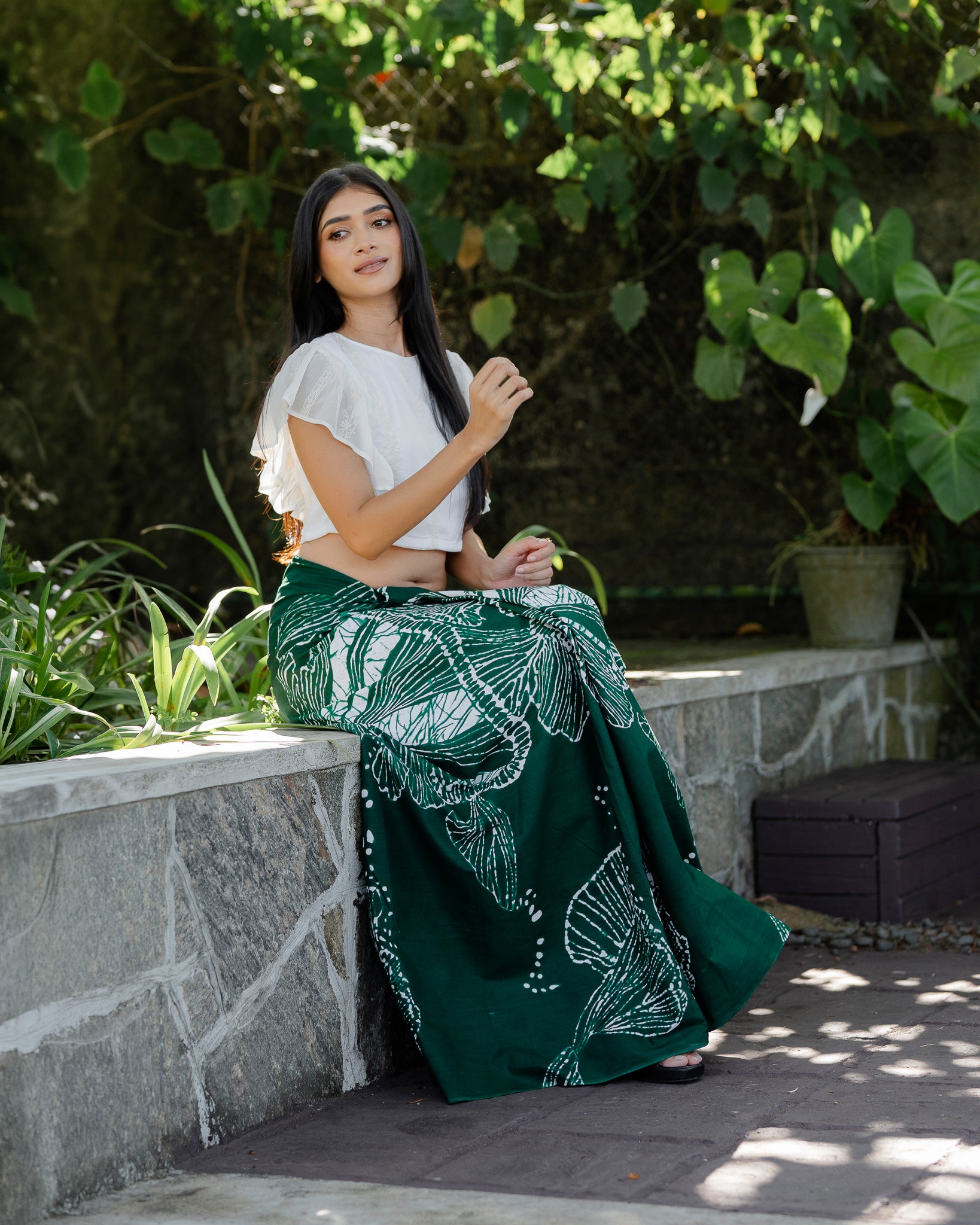 Ruffle Hem Embroidered Crop Top