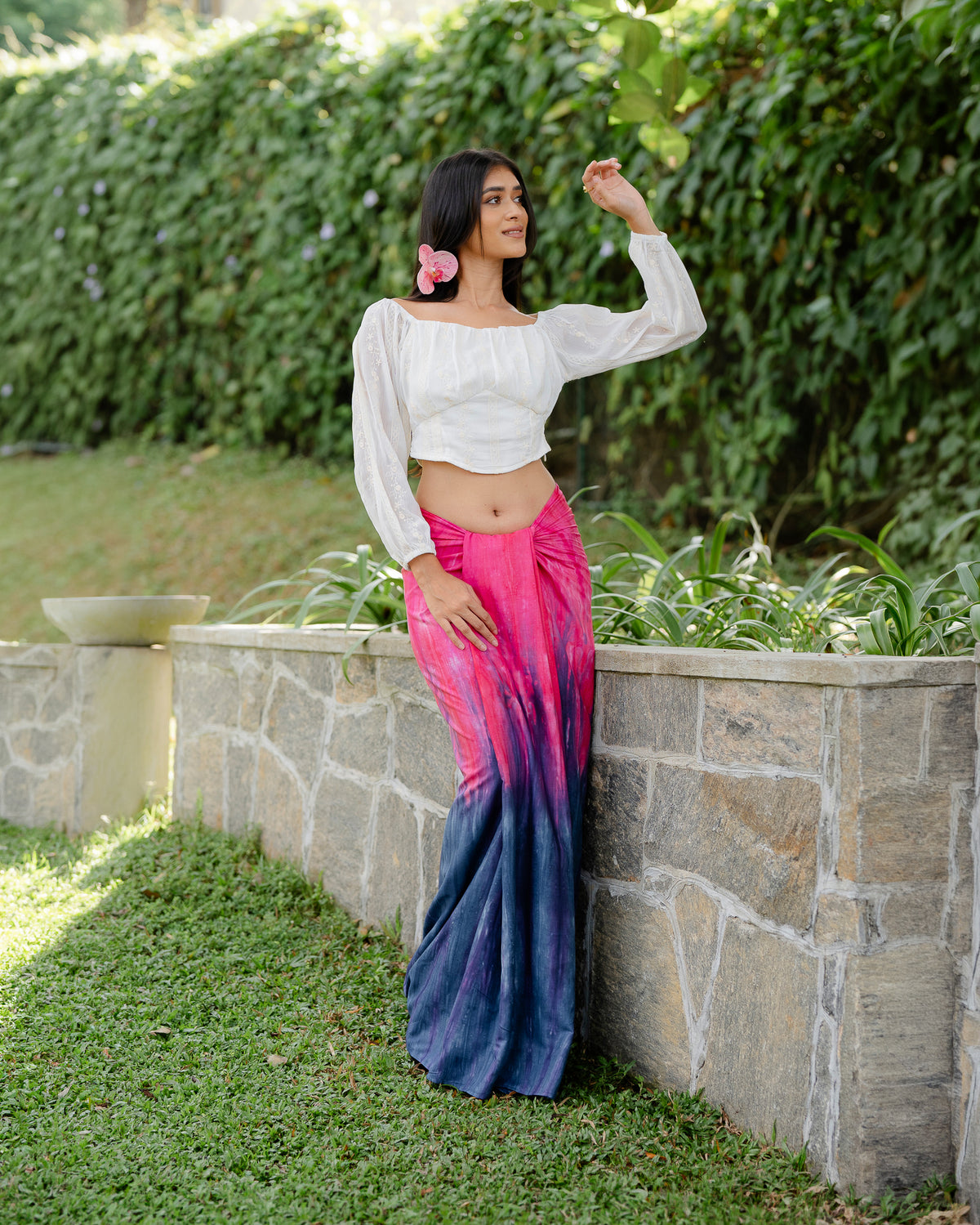 Embroidered Georgette Crop Top