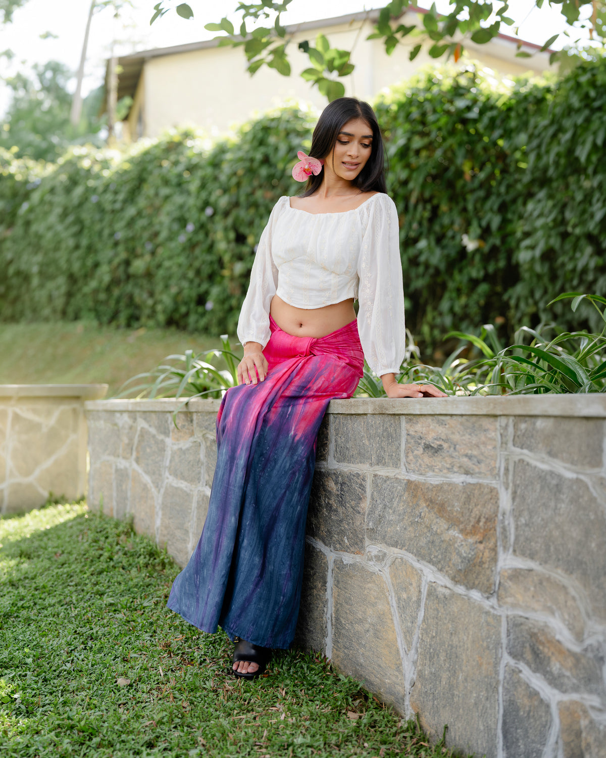 Embroidered Georgette Crop Top