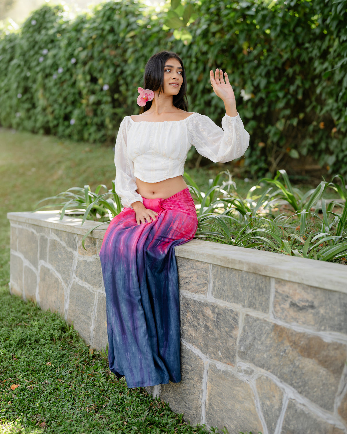 Embroidered Georgette Crop Top
