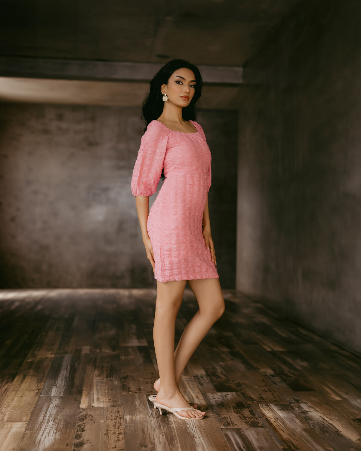 Puff Sleeve Short Dress