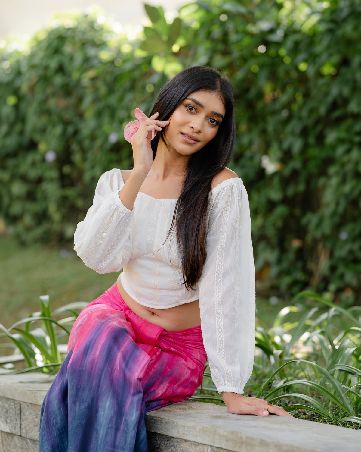 Embroidered Georgette Crop Top