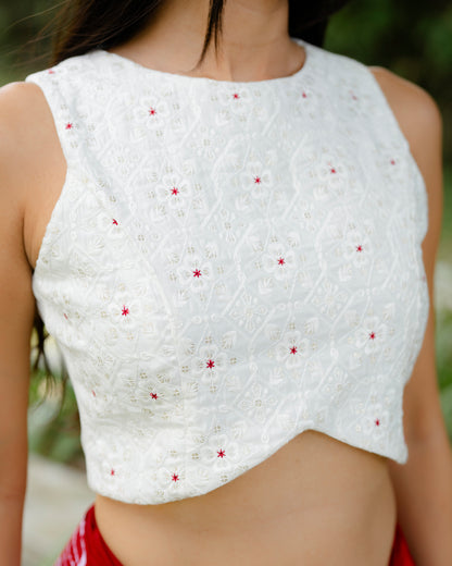 Embroidered Detail Crop Top