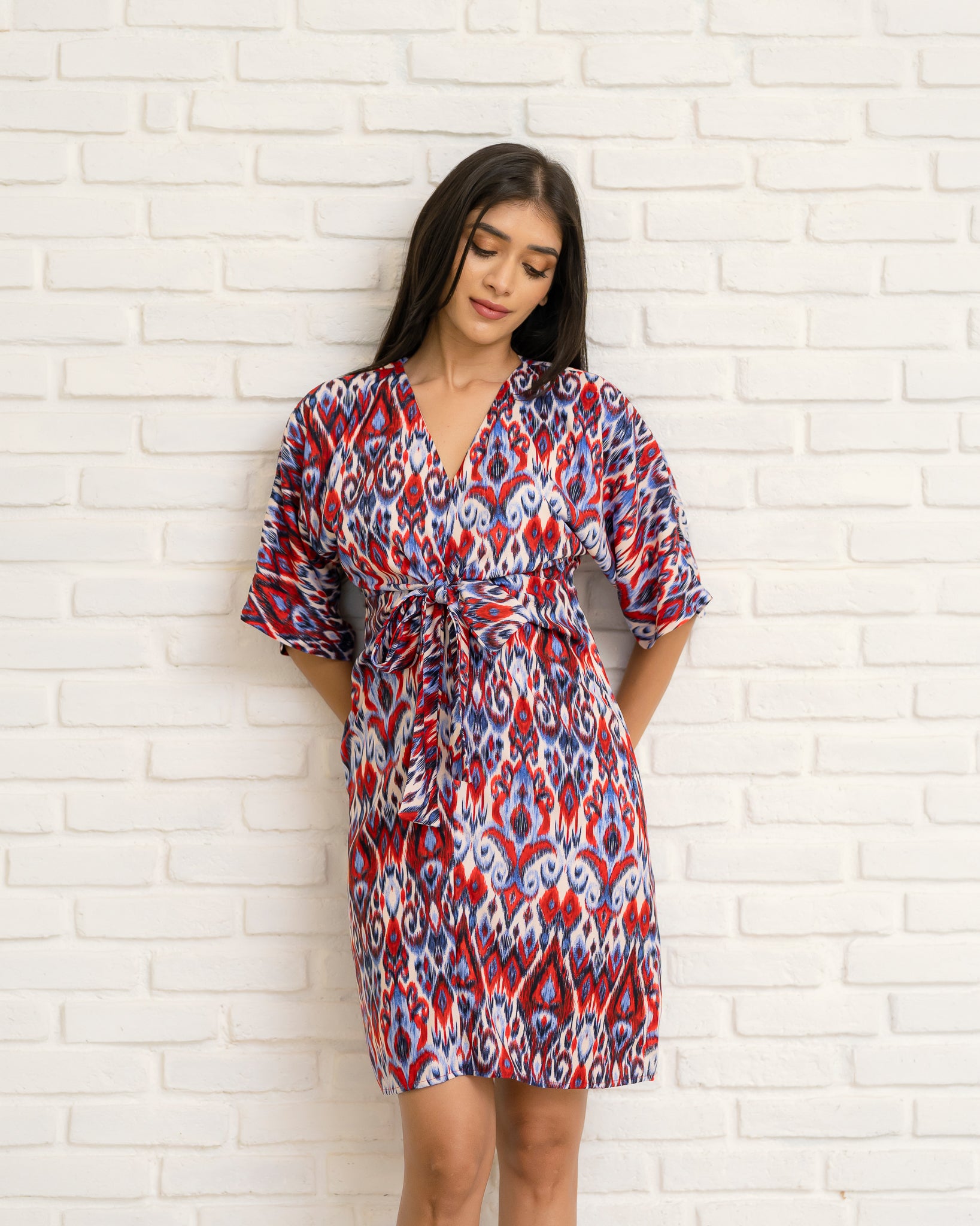Front Tie-up Short Dress