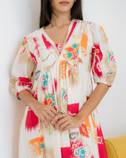 Long Sleeve Printed Dress