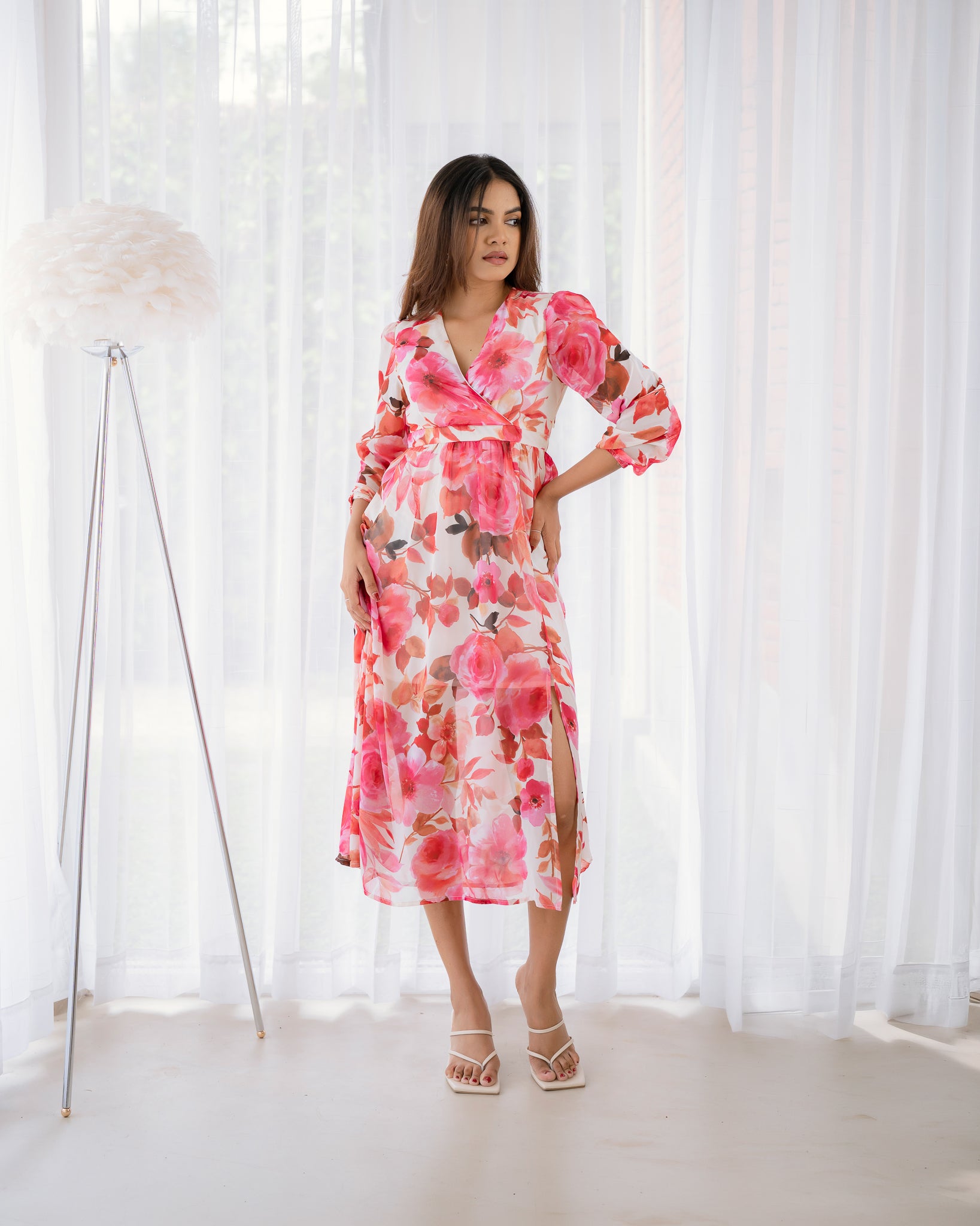 Long Sleeve Printed Maxi Dress