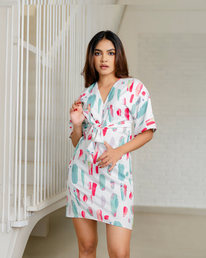 Front Tie-up Short Dress