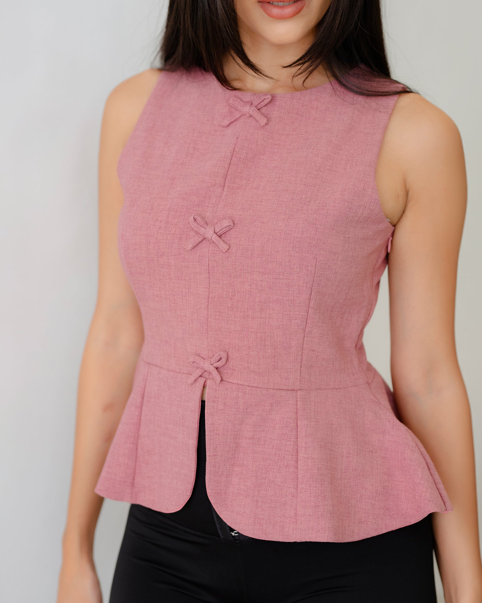 Flared Hem Bow Detail Top