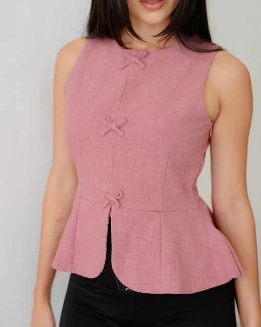 Flared Hem Bow Detail Top