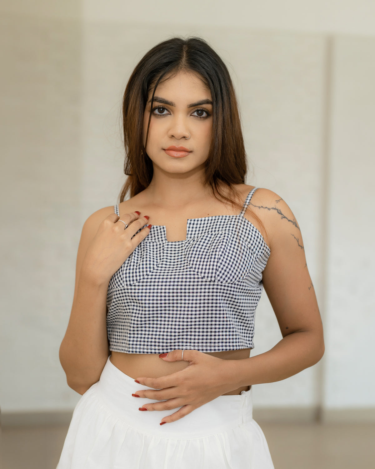 Checked Corset & Balloon Skirt Set