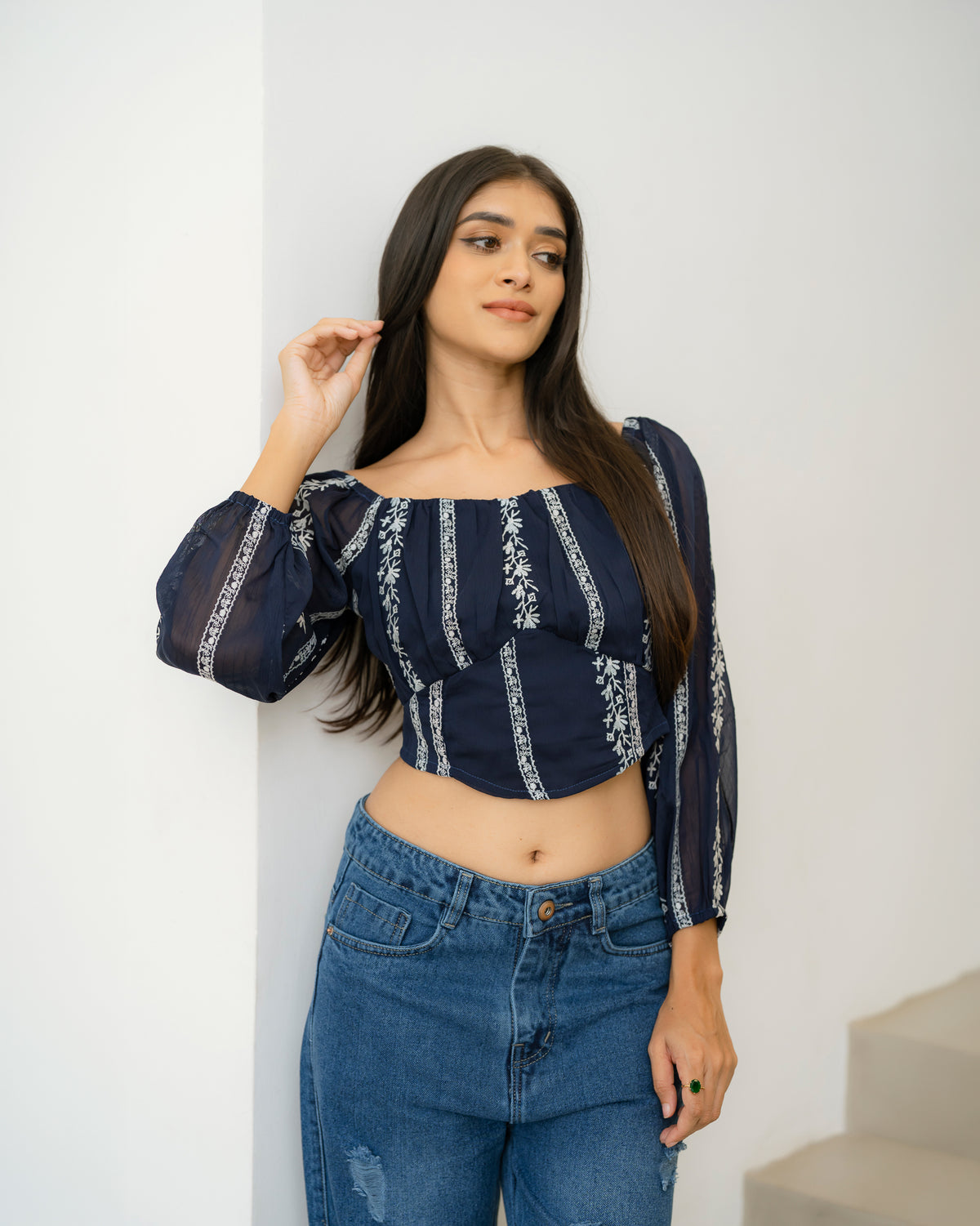 Long Sleeve Embroidered Top