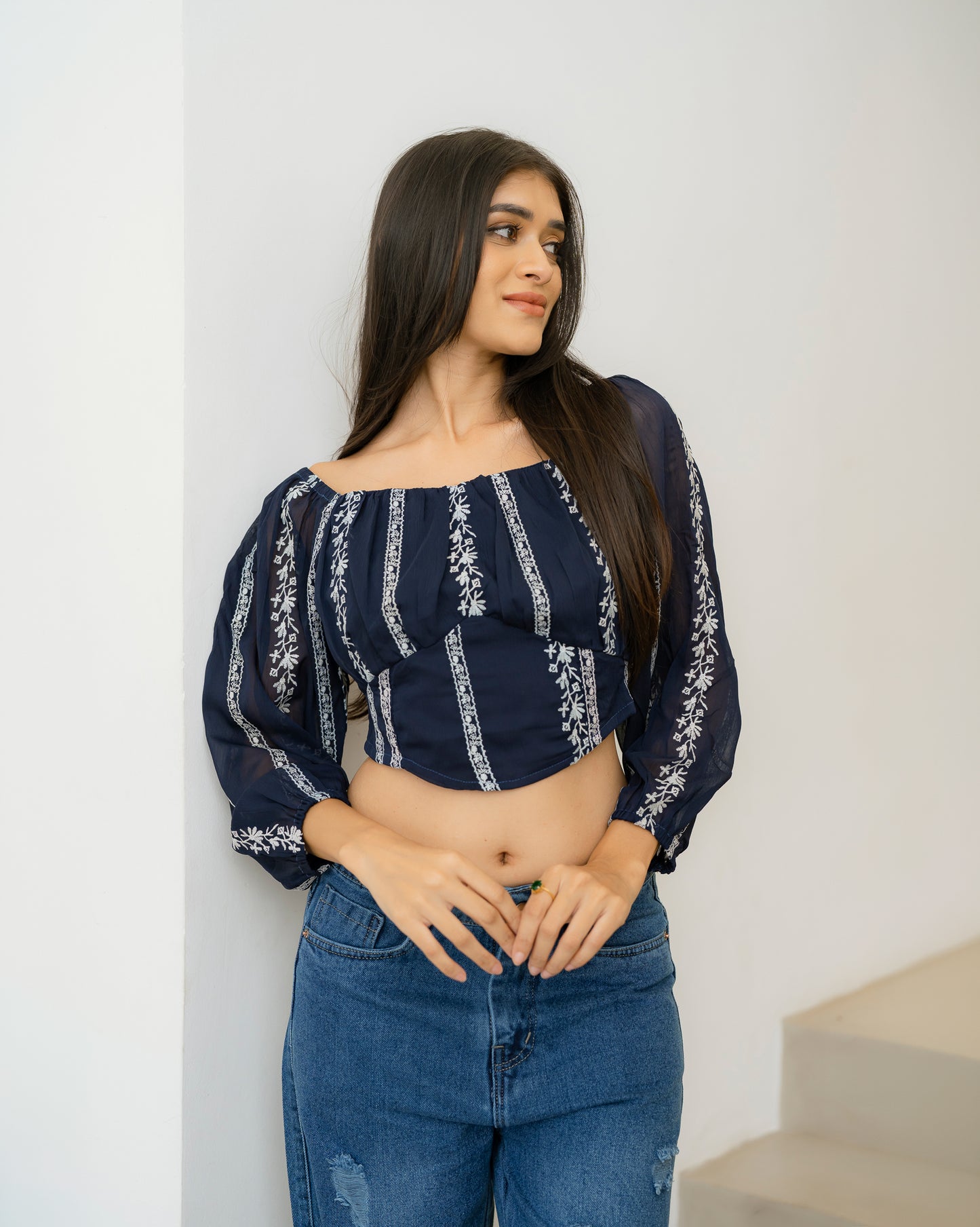 Long Sleeve Embroidered Top