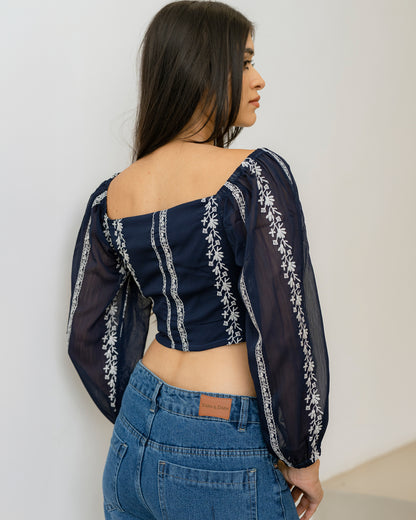 Long Sleeve Embroidered Top