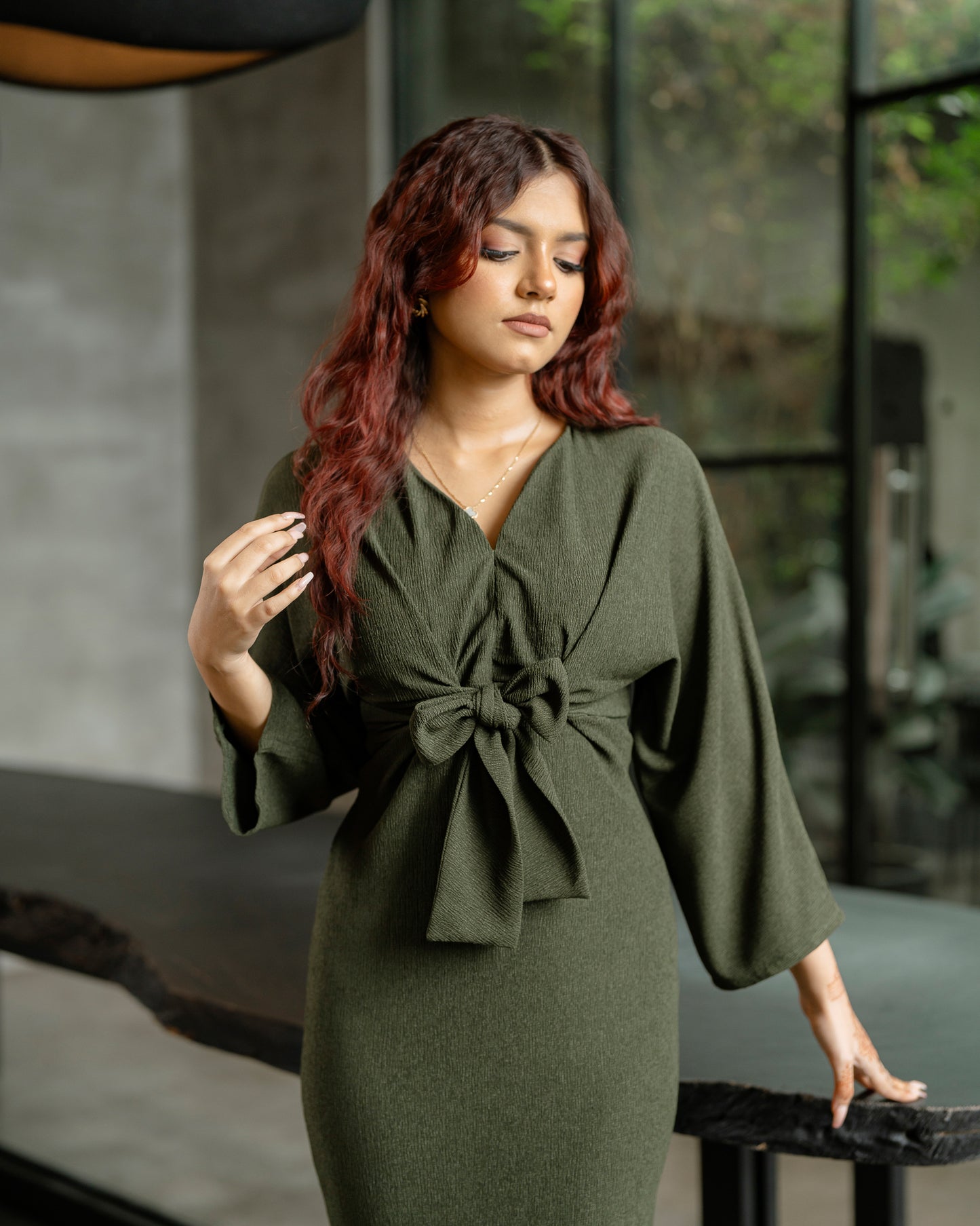 Front Tie Up Long Dress