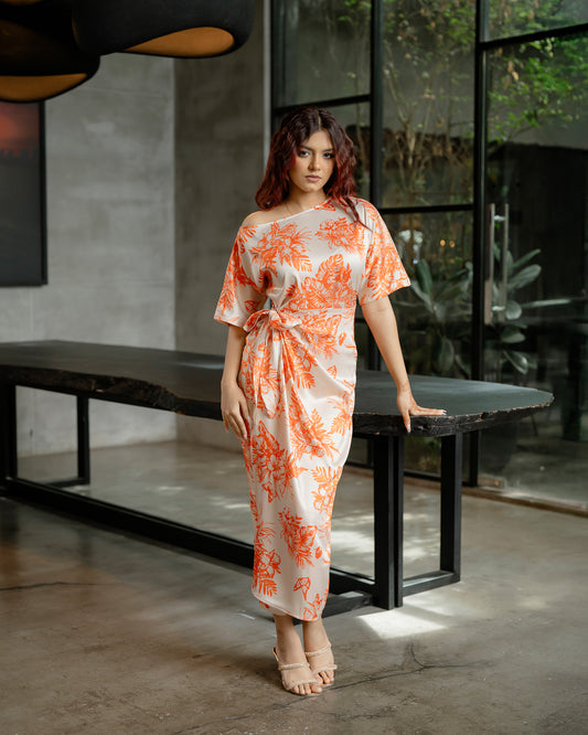 Drop Shoulder Front Knot Dress