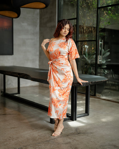 Drop Shoulder Front Knot Dress