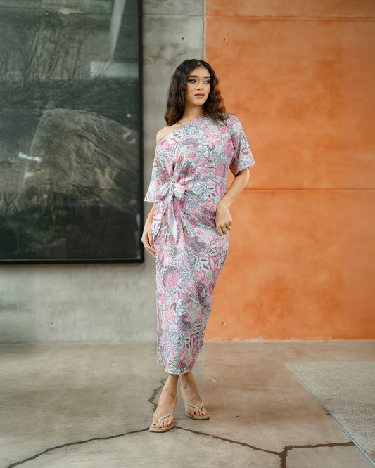 Drop Shoulder Front Knot Dress