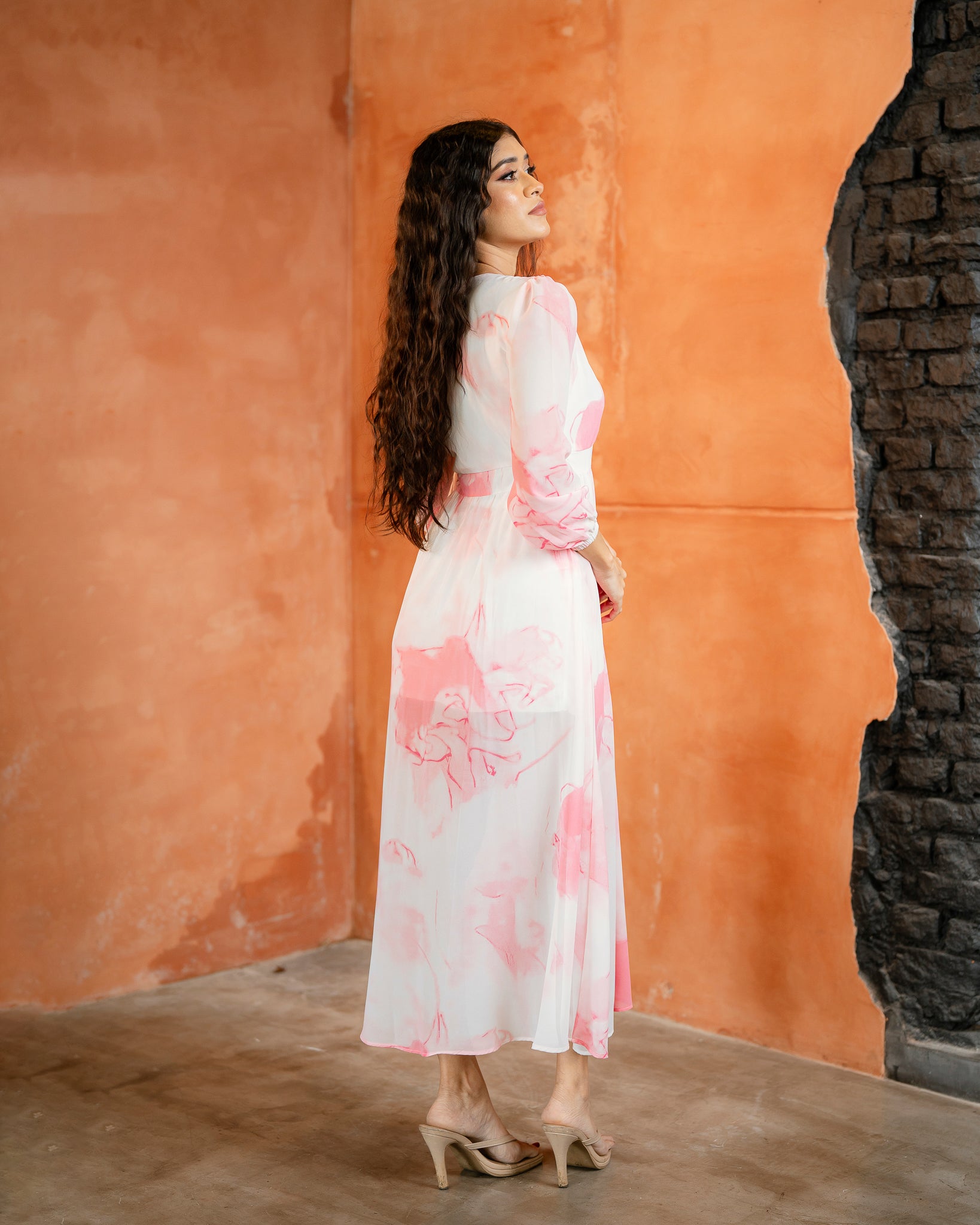 Surplice Neckline Printed Dress