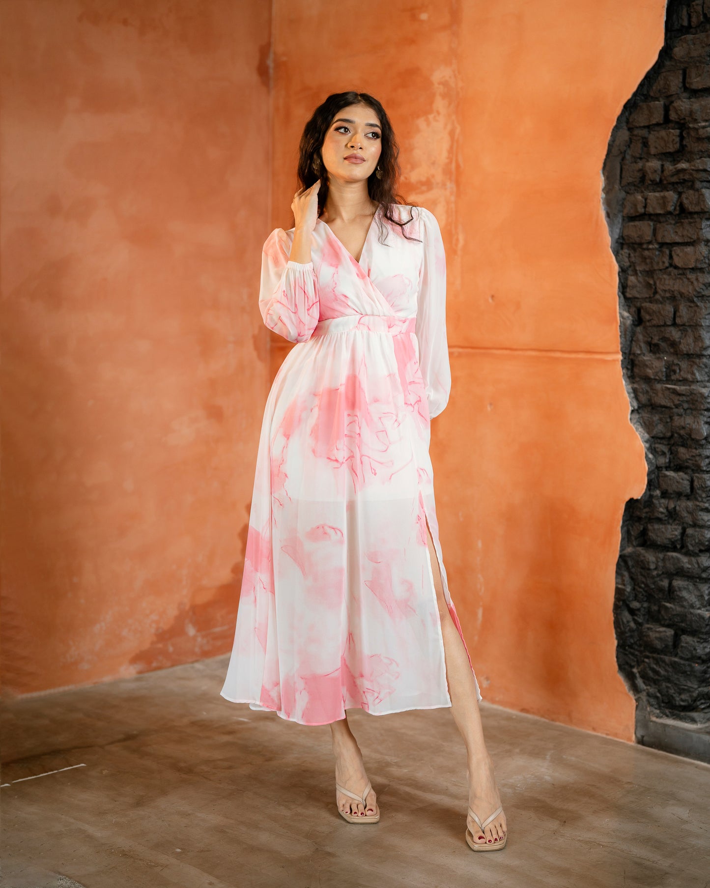 Surplice Neckline Printed Dress
