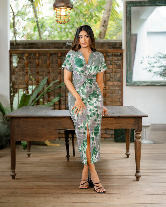 Front Twist Printed Dress