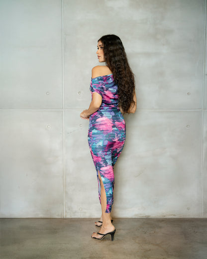 Drop Shoulder Multi Colour Dress