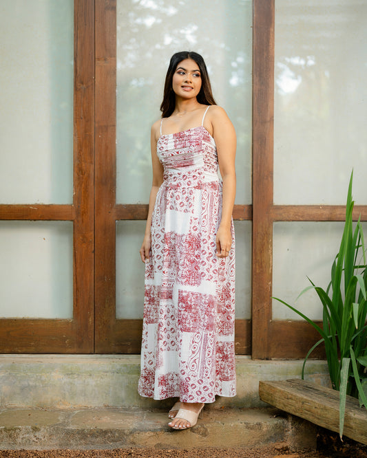 Printed Back Strappy Criss Cross Dress