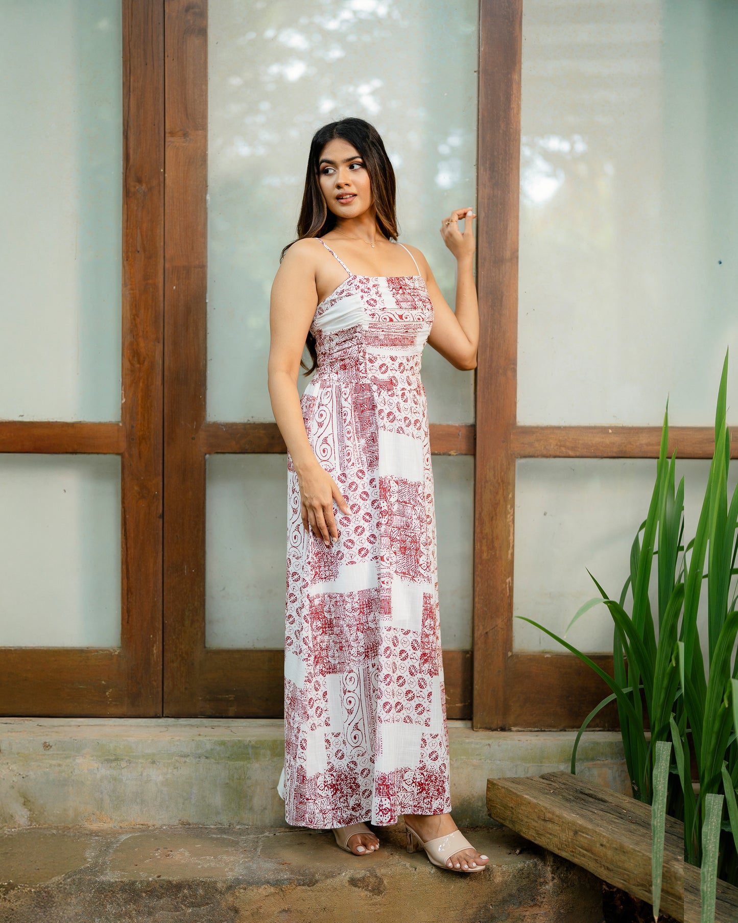 Printed Back Strappy Criss Cross Dress