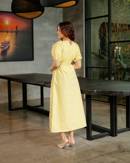 Waist Gatherd Long Dress
