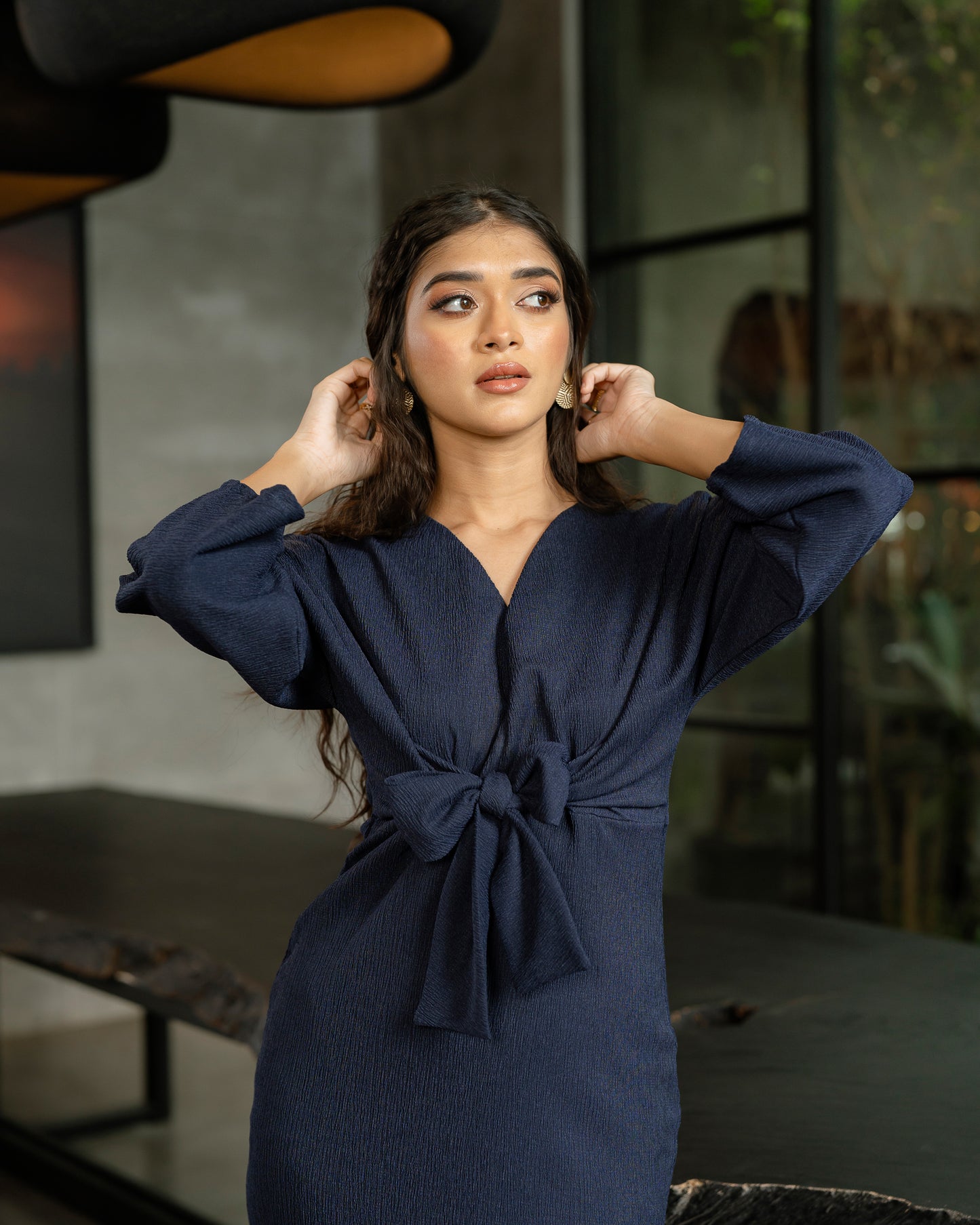 Front Tie Up Long Dress