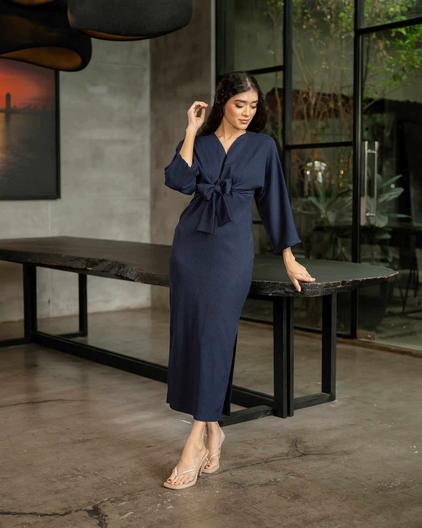 Front Tie Up Long Dress