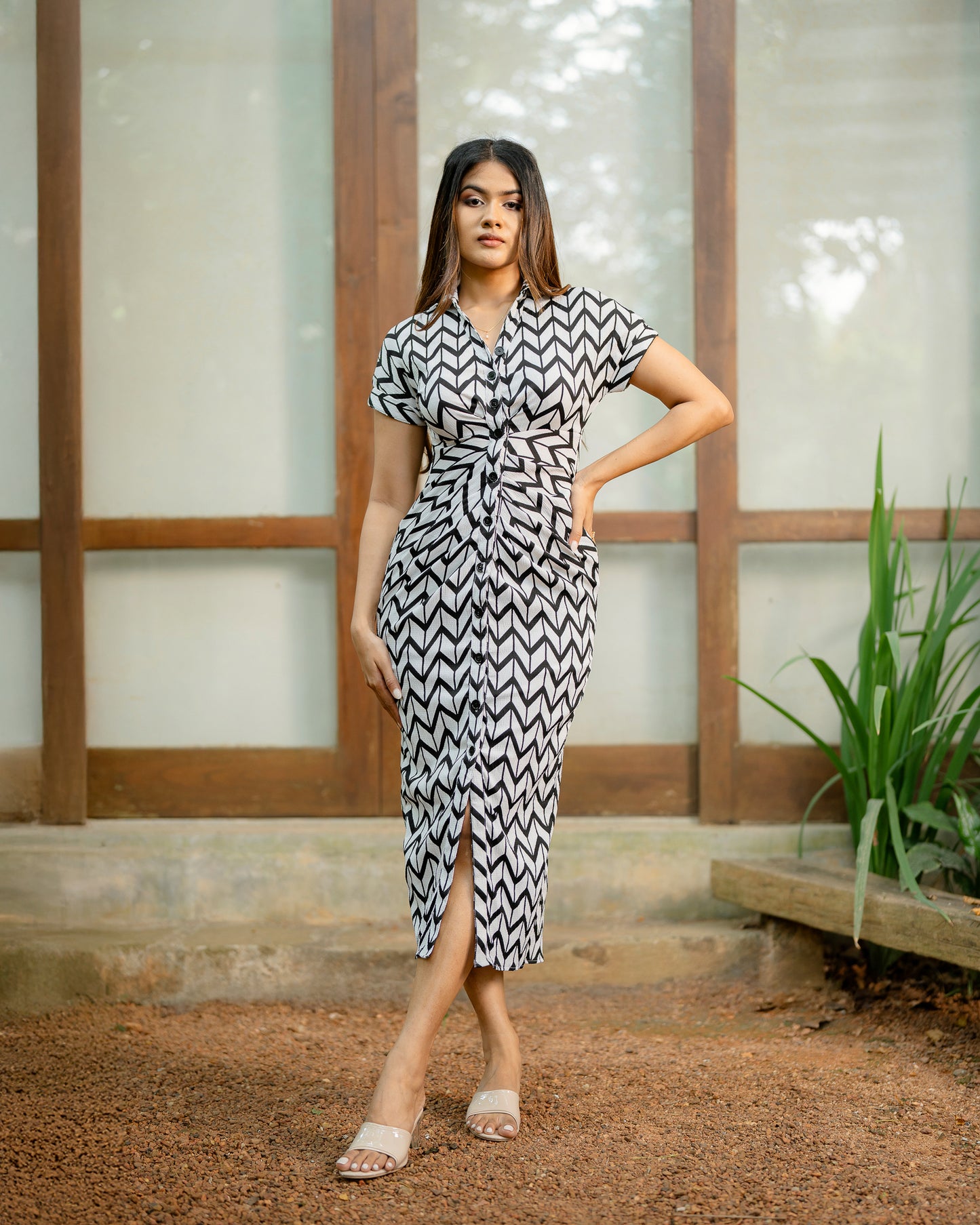 Front Placket Button Down Dress