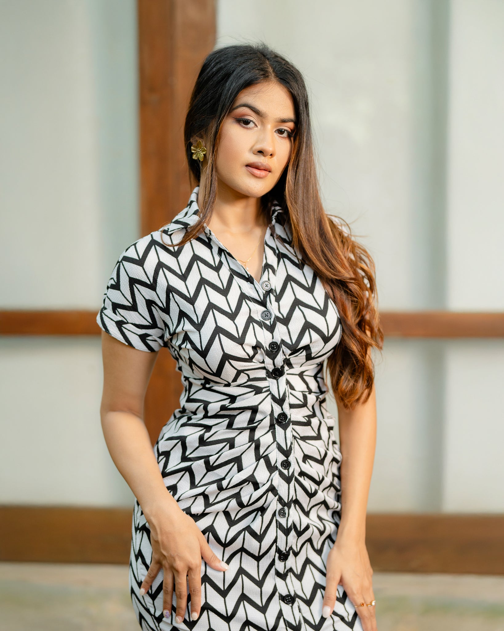 Front Placket Button Down Dress