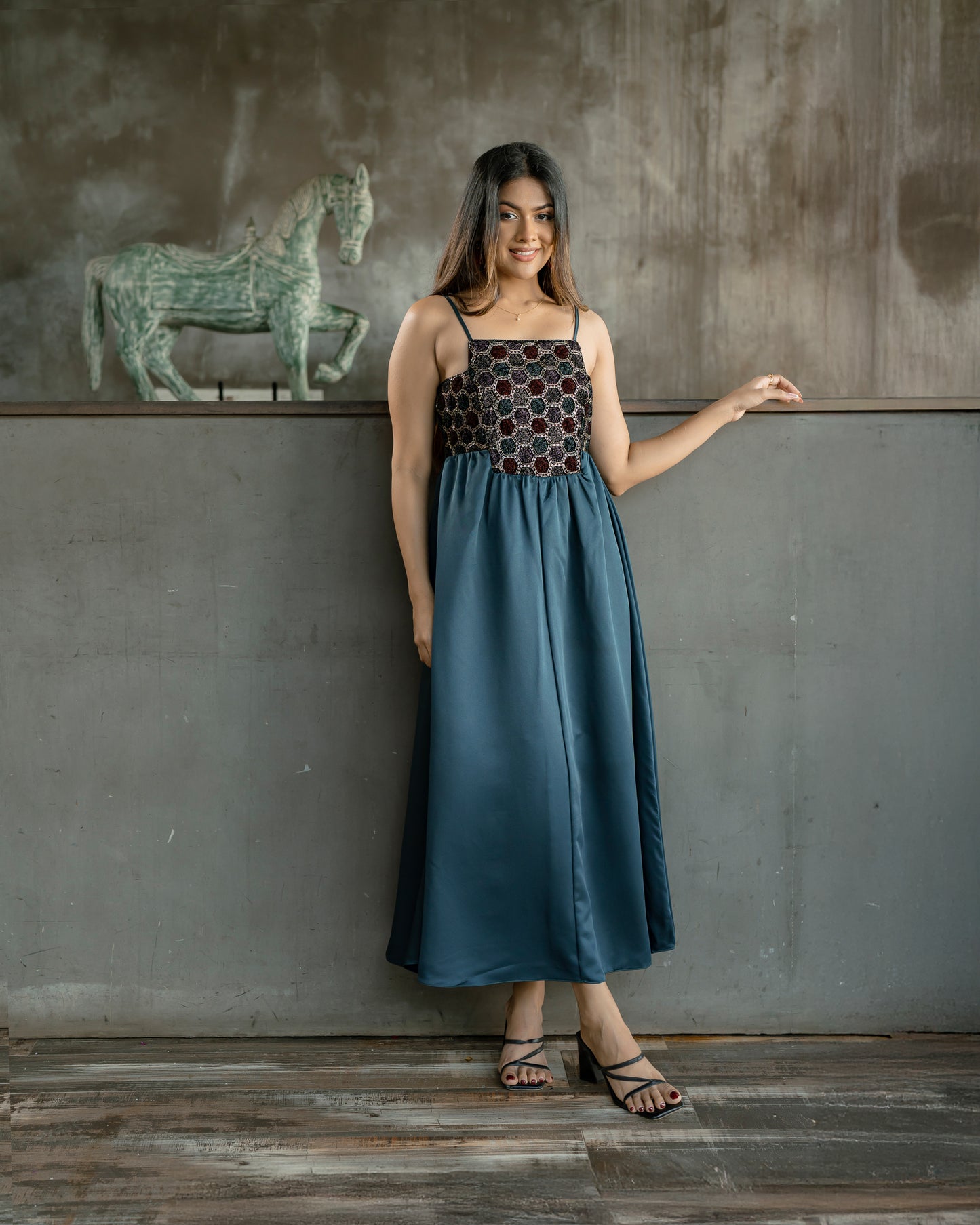 Gold Detail Strappy Dress