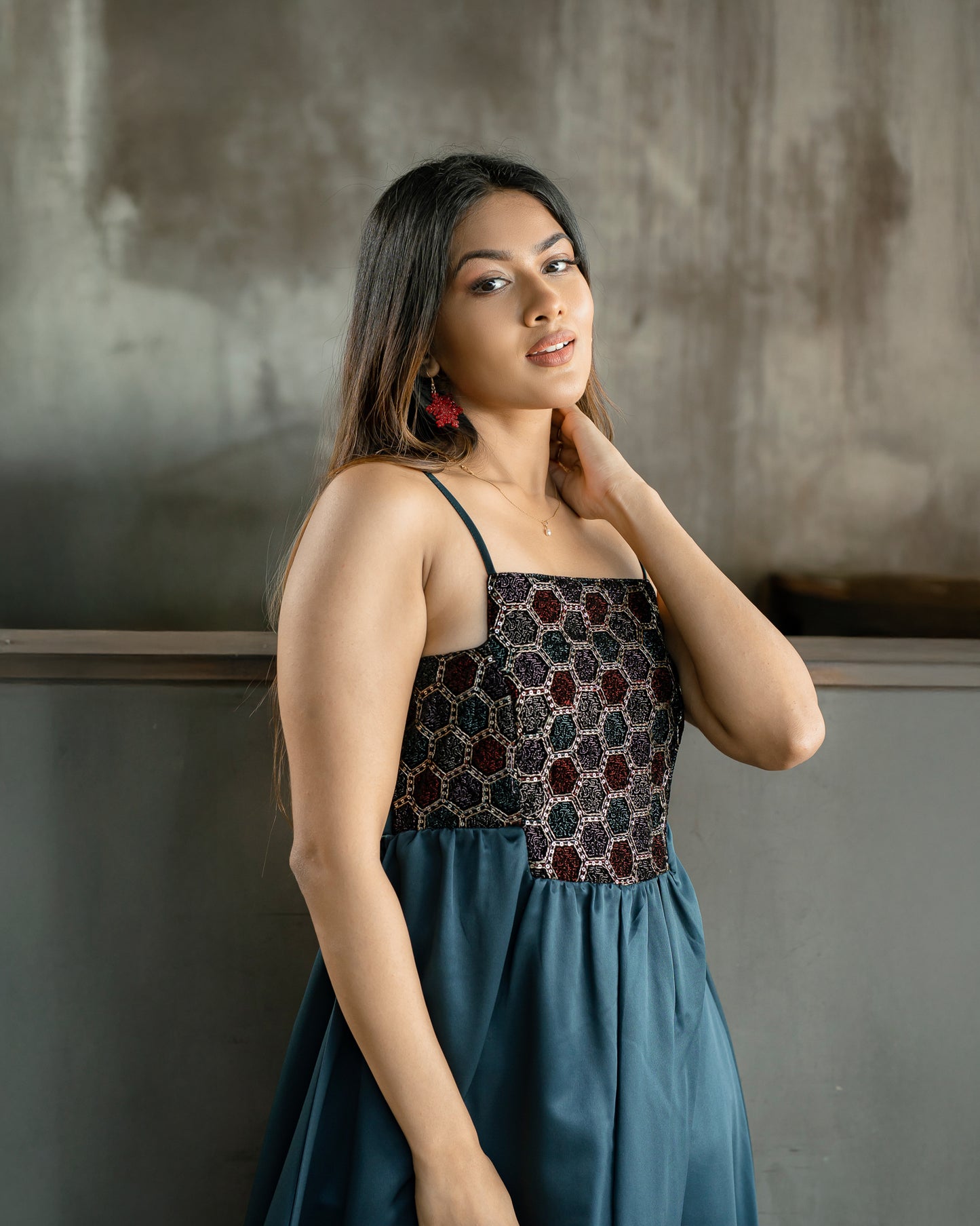 Gold Detail Strappy Dress