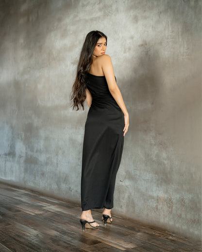 Ruffle Sleeve One Shoulder Long Dress