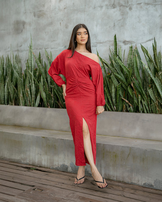 Drop Shoulder Waist Detail Dress