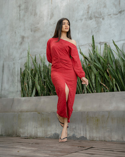 Drop Shoulder Waist Detail Dress