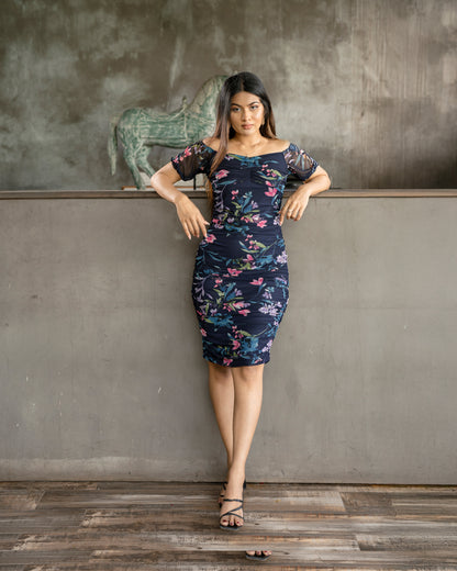 Floral Gathered Short Dress