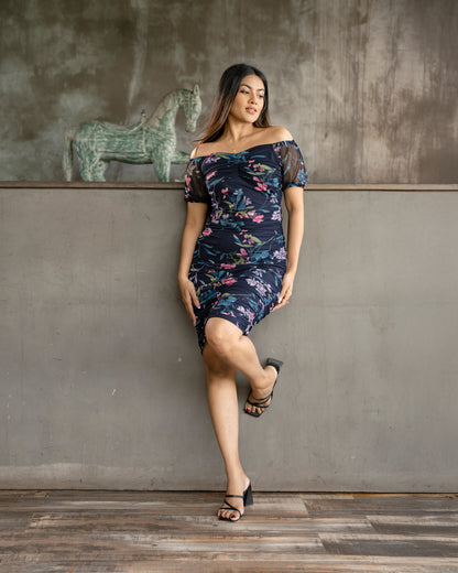 Floral Gathered Short Dress