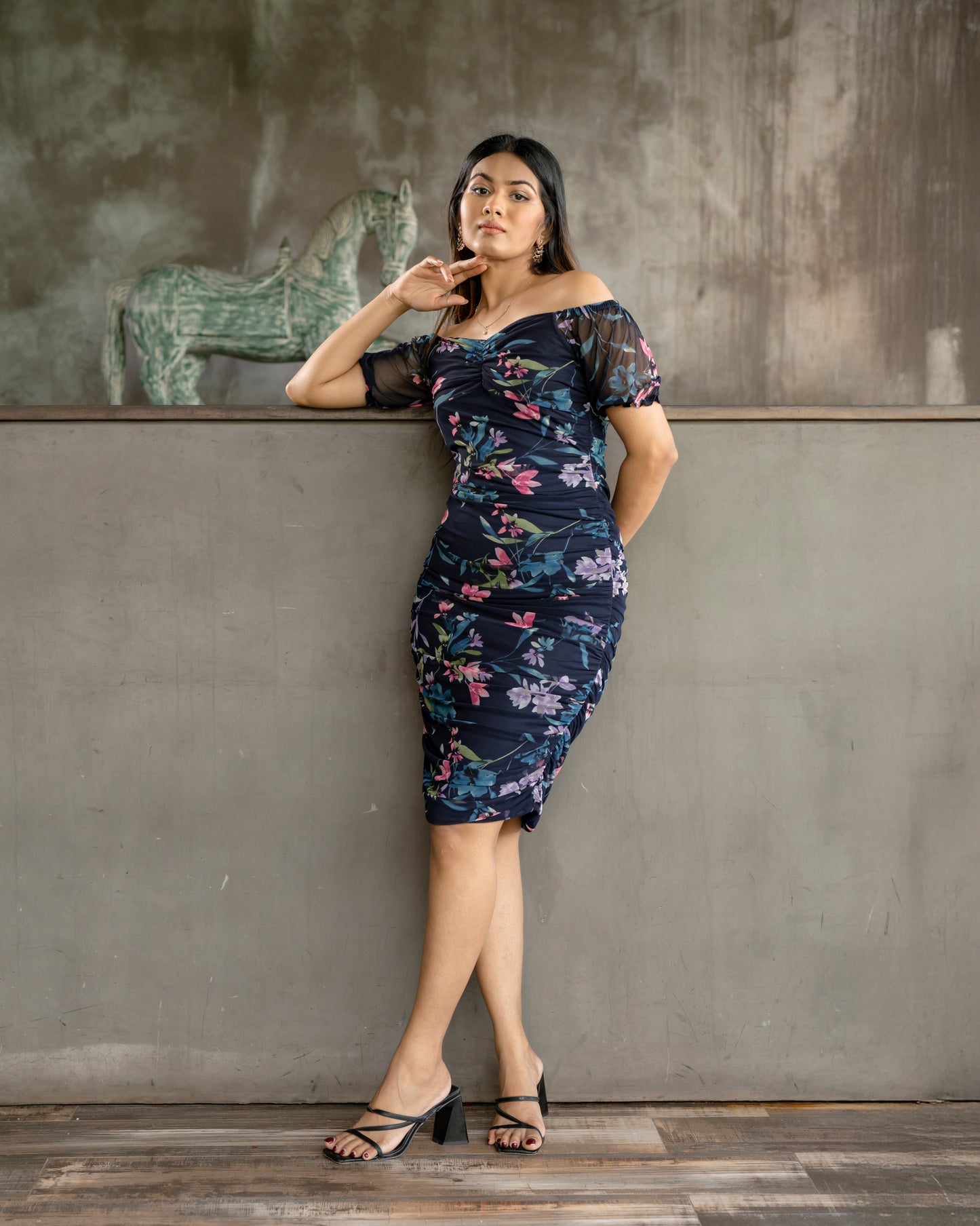 Floral Gathered Short Dress