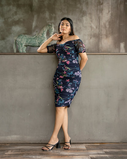 Floral Gathered Short Dress