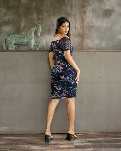 Floral Gathered Short Dress