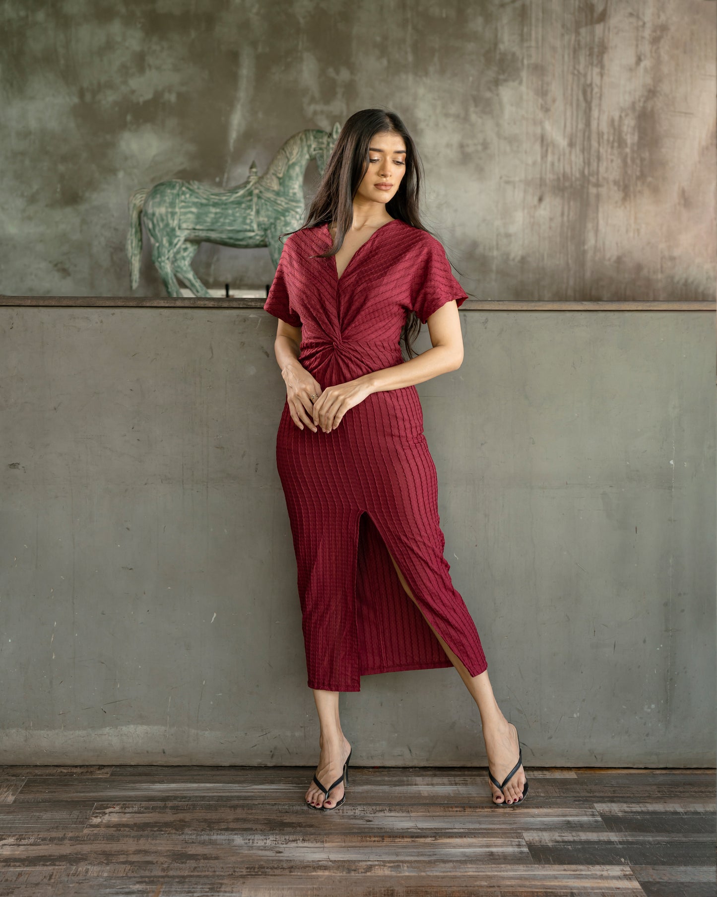 Front Twist Long Dress