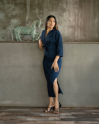 Front Tie-up Long Dress