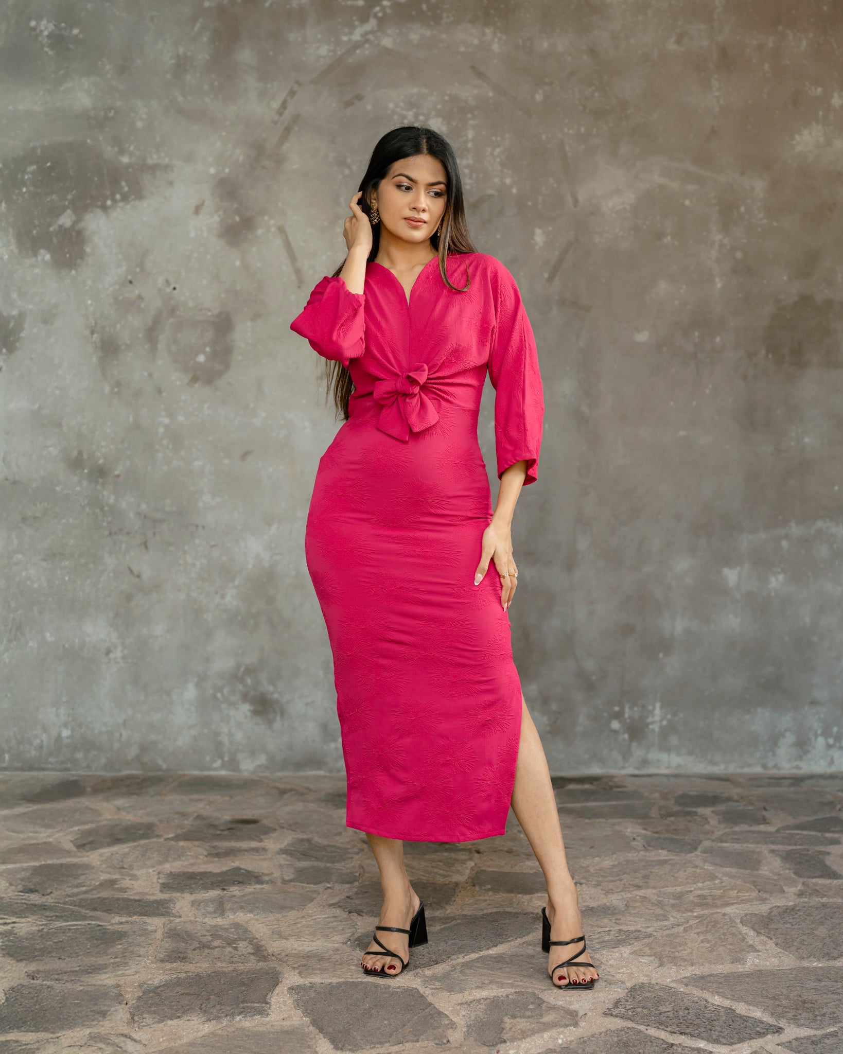 Front Tie-up Long Dress
